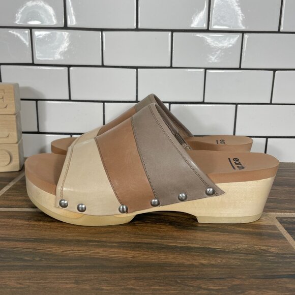 Earth Shoes - Earth Pine Tiga Womens Size 8.5 Shoes Multicolor Leather Platform Slide Sandal